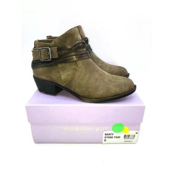Madden Girl Barty Size Zipper Ankle Boots -Stone Pari, Size US 5M - Picture 1 of 10